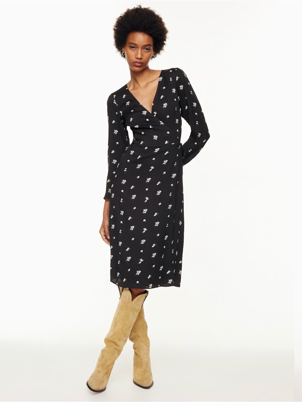 Aritzia Wilfred Once Midi Wrap Dress NWT Size Small Floral Casual Career Travel